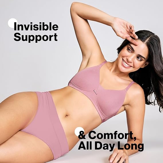 NYKD Women’s Cotton Lightly Padded Seamless Wire-Free Everyday T-Shirt Bra 3/4th Coverage, Daily Use – NYB003